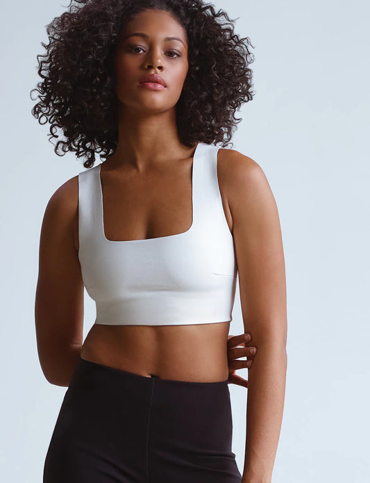 Faux Leather Square-Neck Crop Top