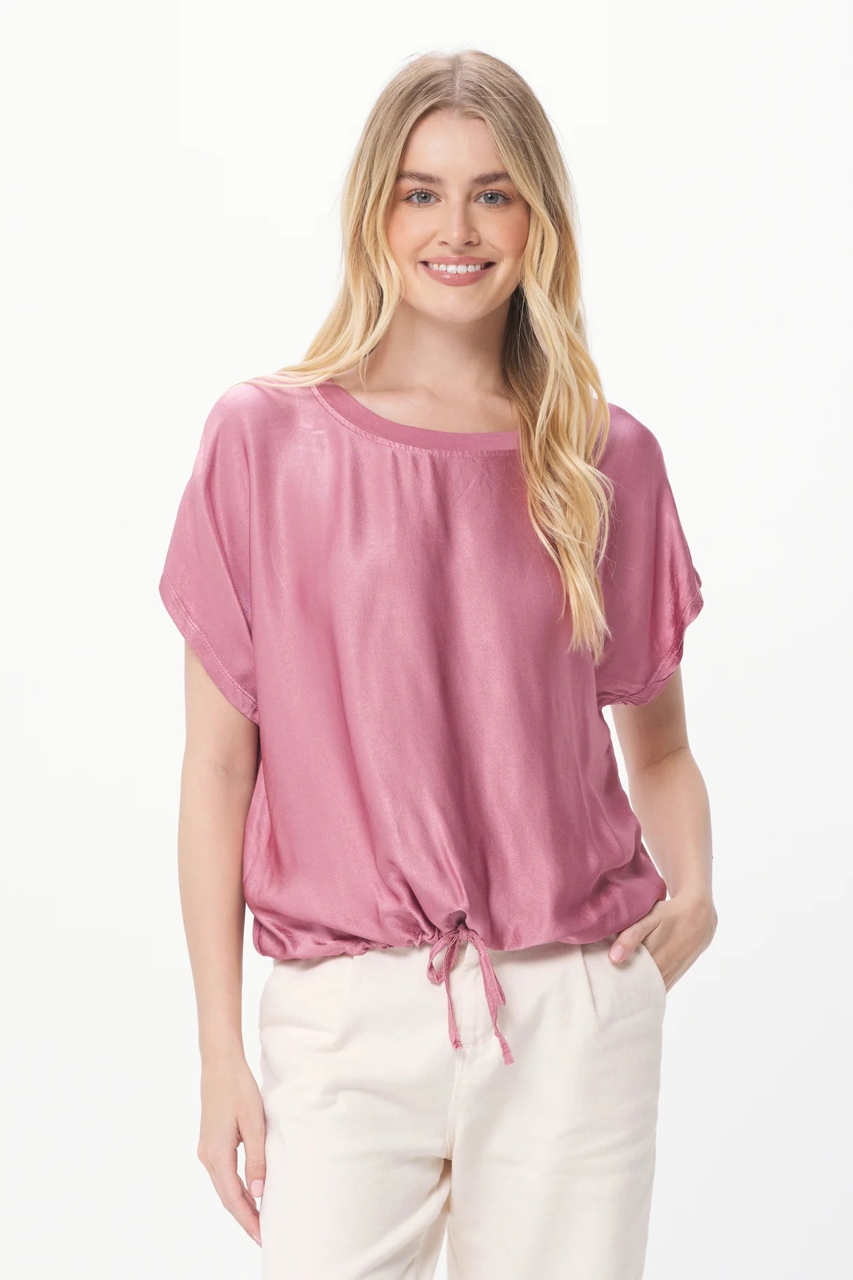 Hale Satin Front Drawstring Tee