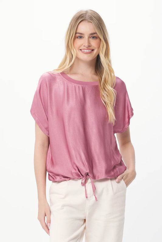 Hale Satin Front Drawstring Tee