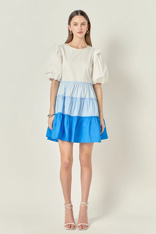 Color Block Tiered Mini Dress
