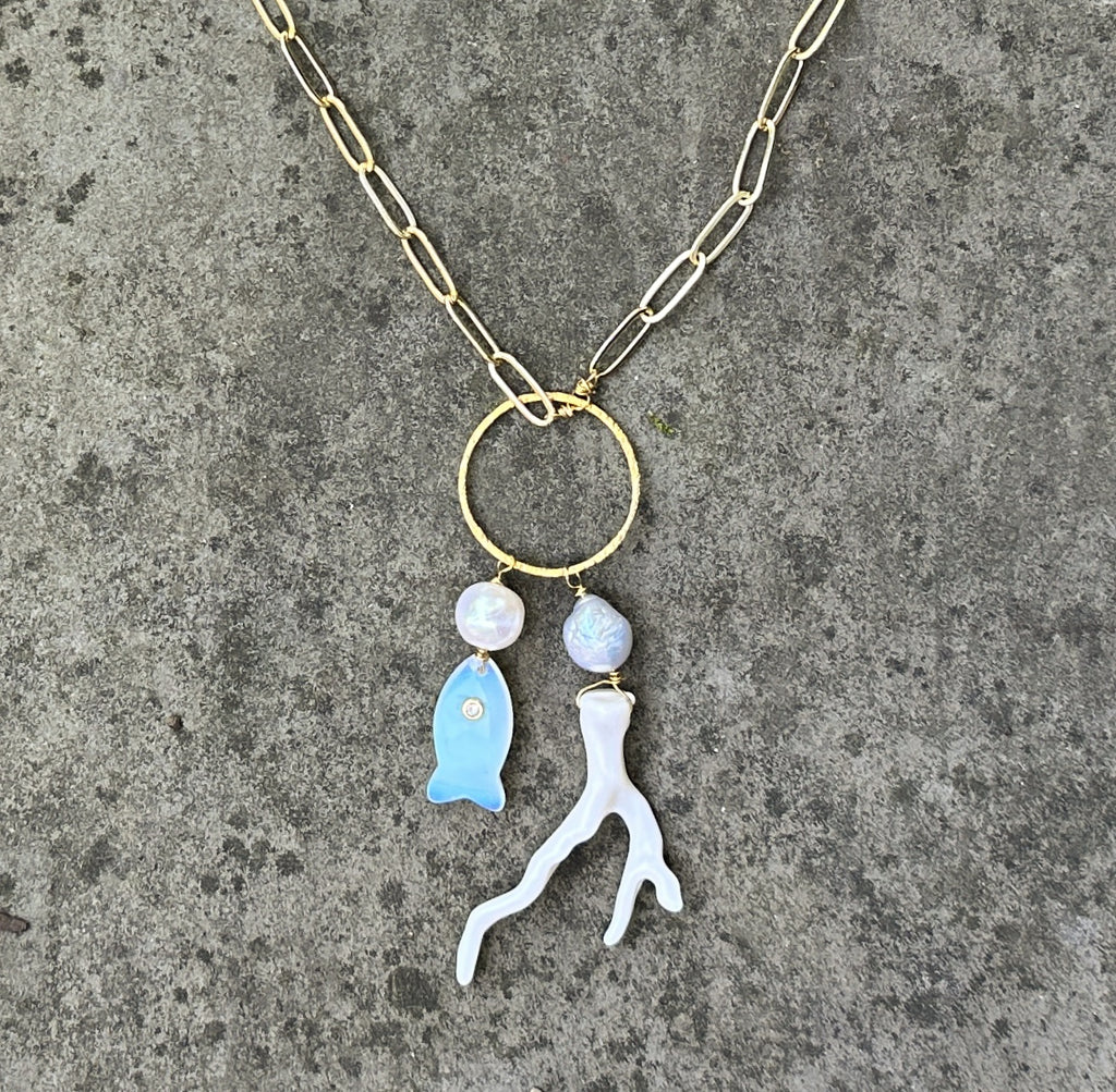 Mirabel Fish and Faux Coral Necklace