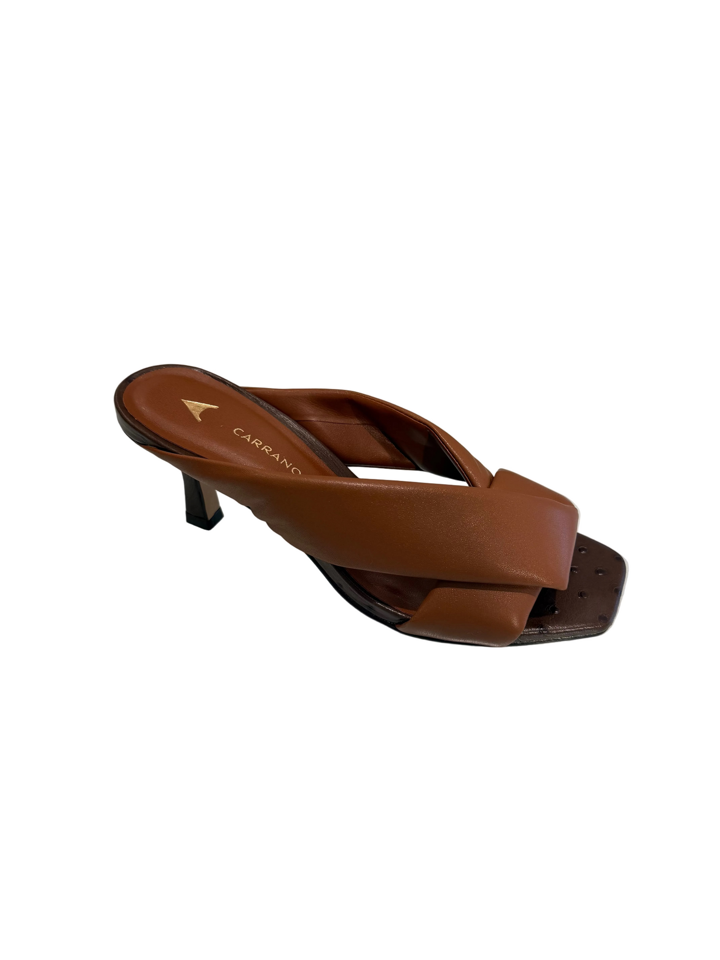 Asymmetric Square Toe Leather Heels