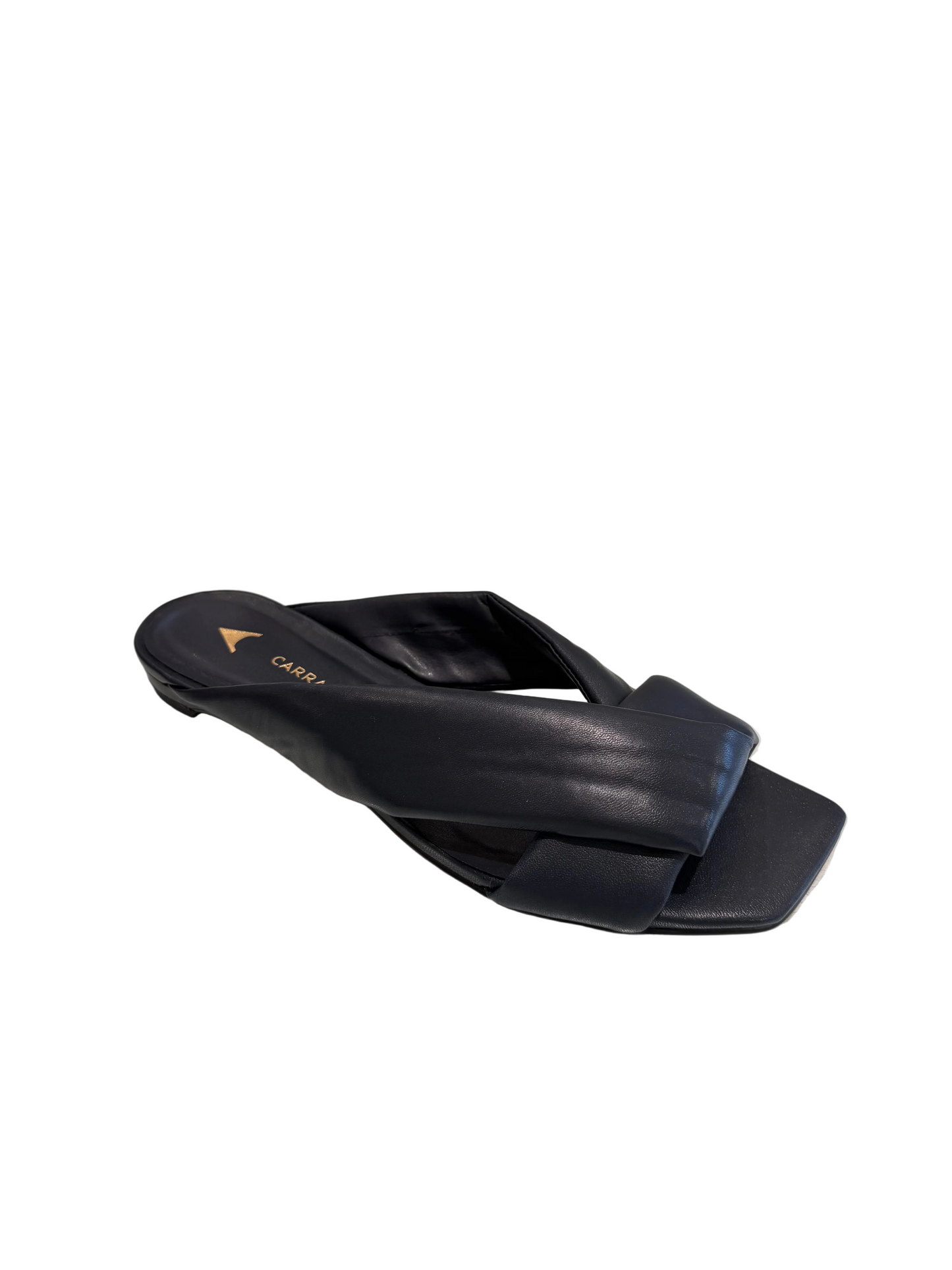 Asymmetric Square Toe Leather Slide