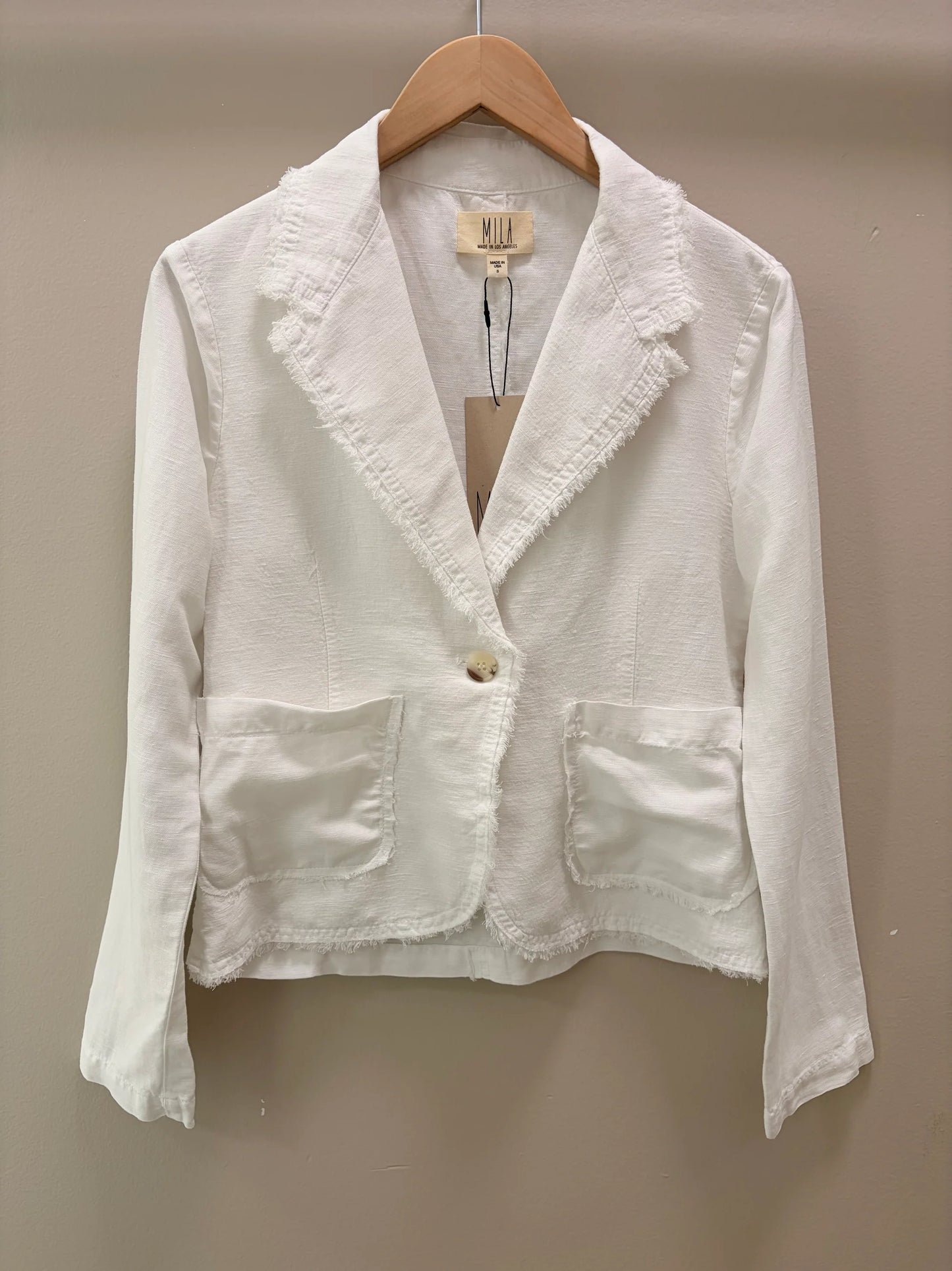 Raw Edge Linen Blazer