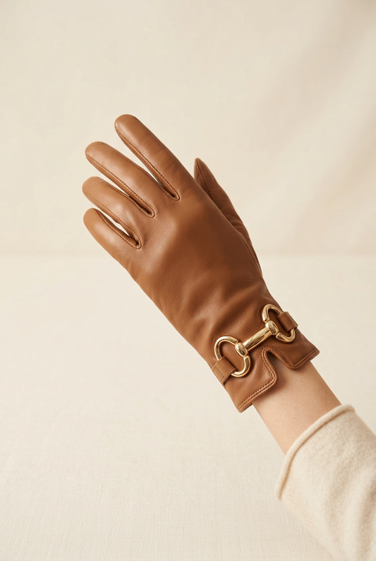 Leather Glove w/ Gold Detail