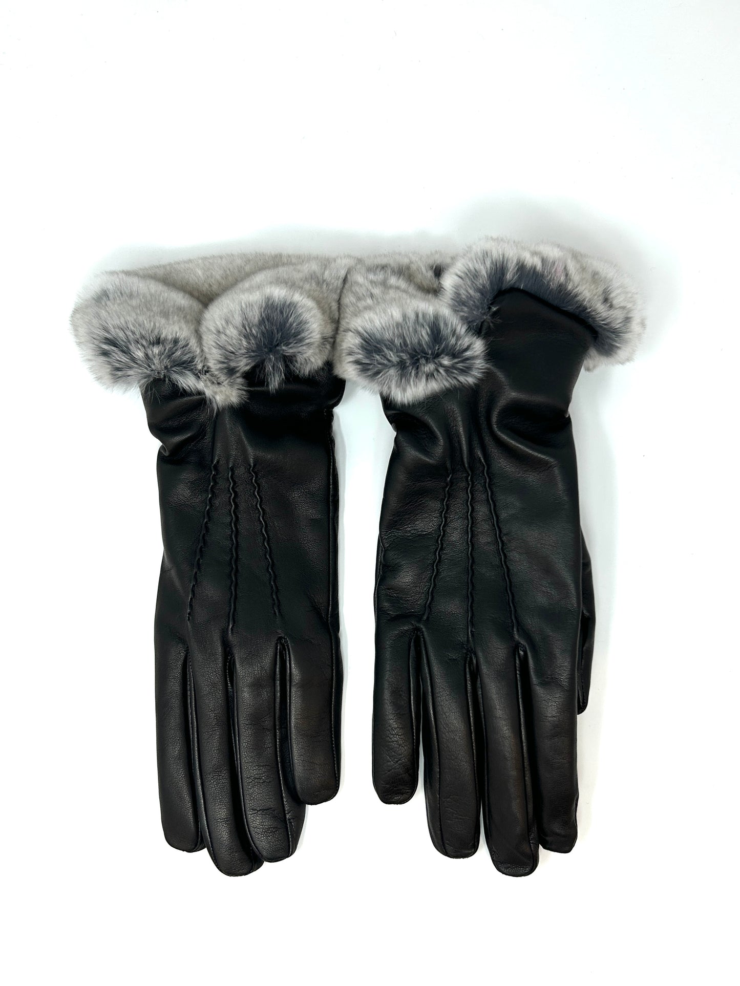 Nappa Glove w/ Stitch Detail & Fox Fur