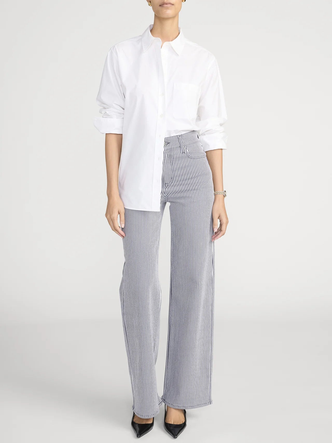 Le Slim Palazzo - Navy Stripe