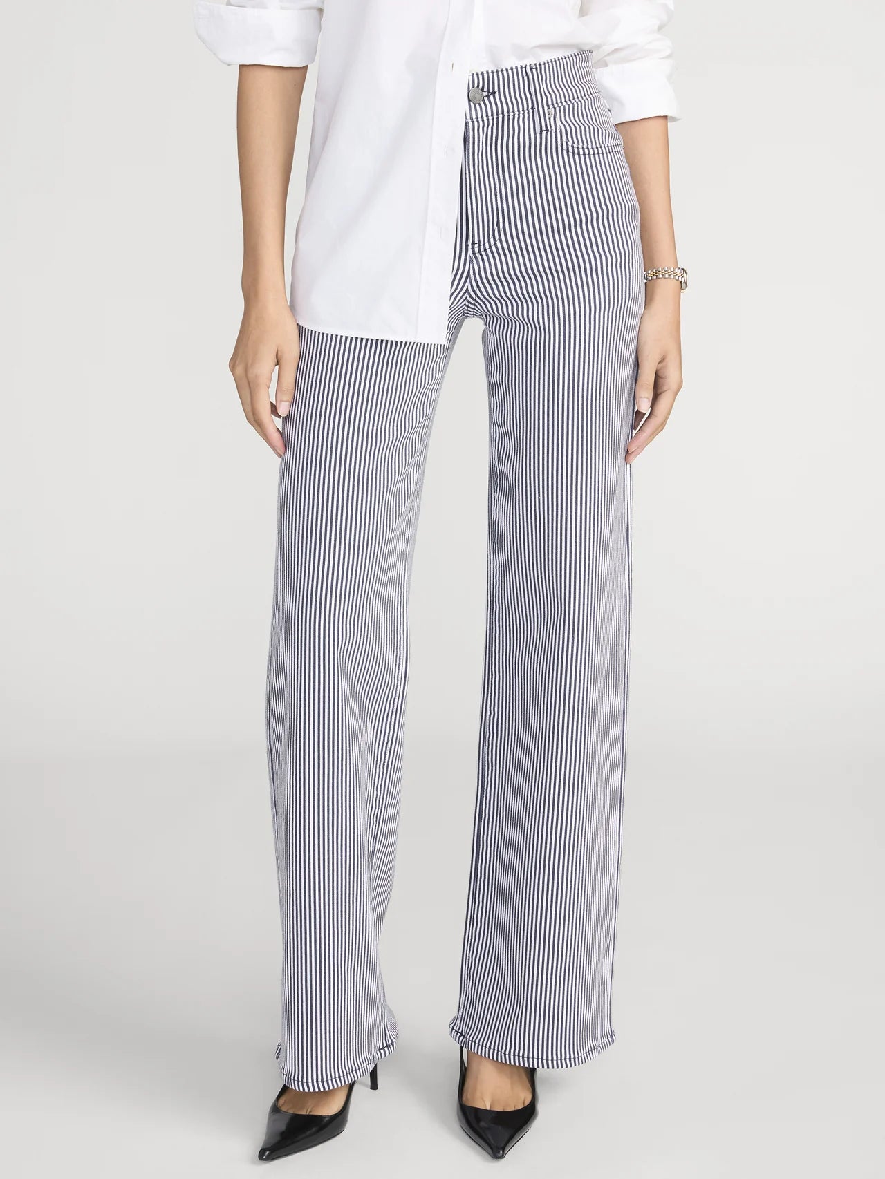 Le Slim Palazzo - Navy Stripe
