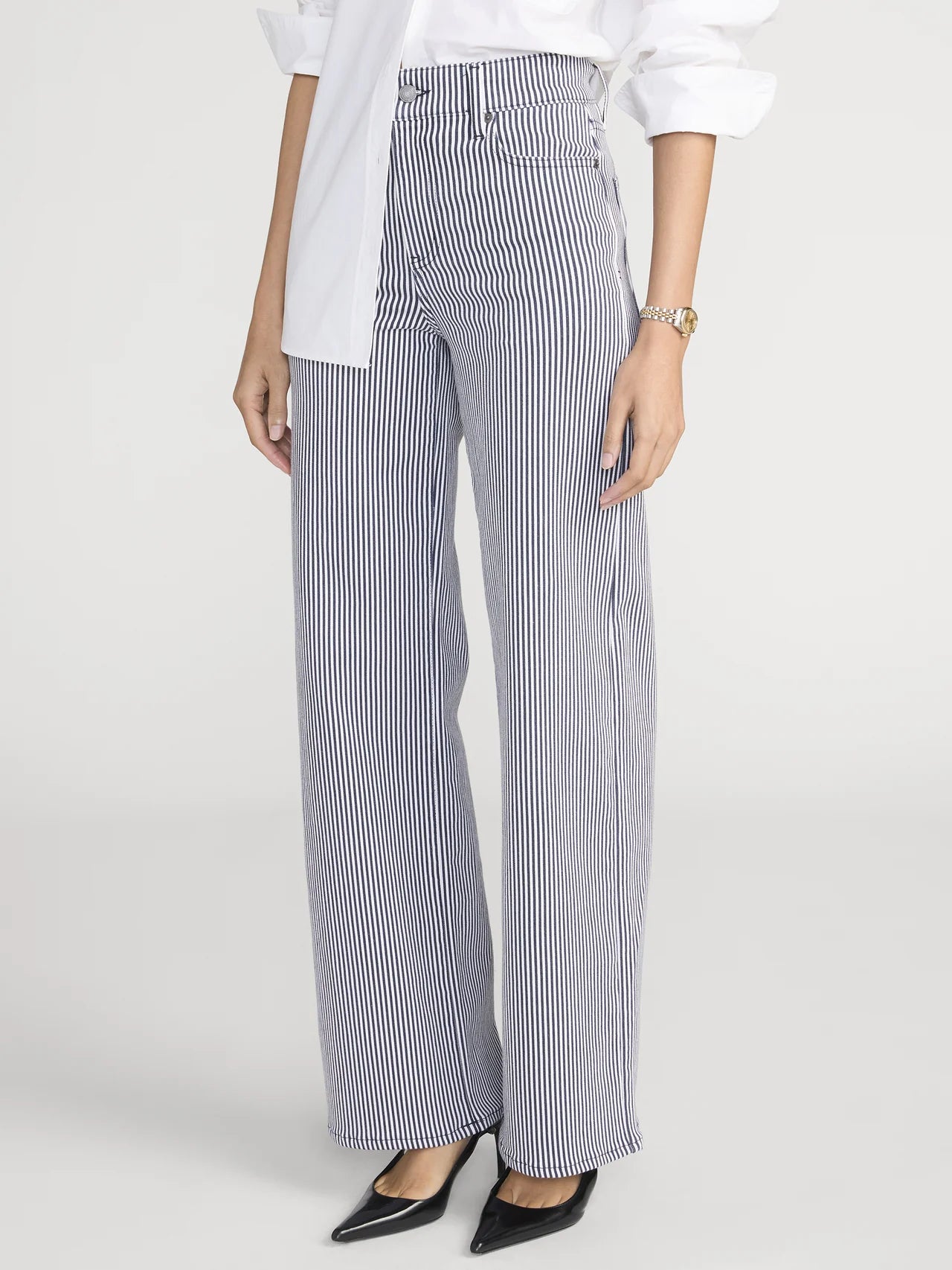 Le Slim Palazzo - Navy Stripe