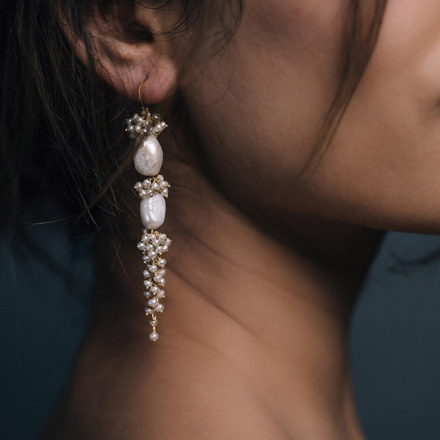 Baroque Long Pearl Drops Earring