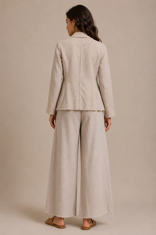 Raw Edge Linen Blazer