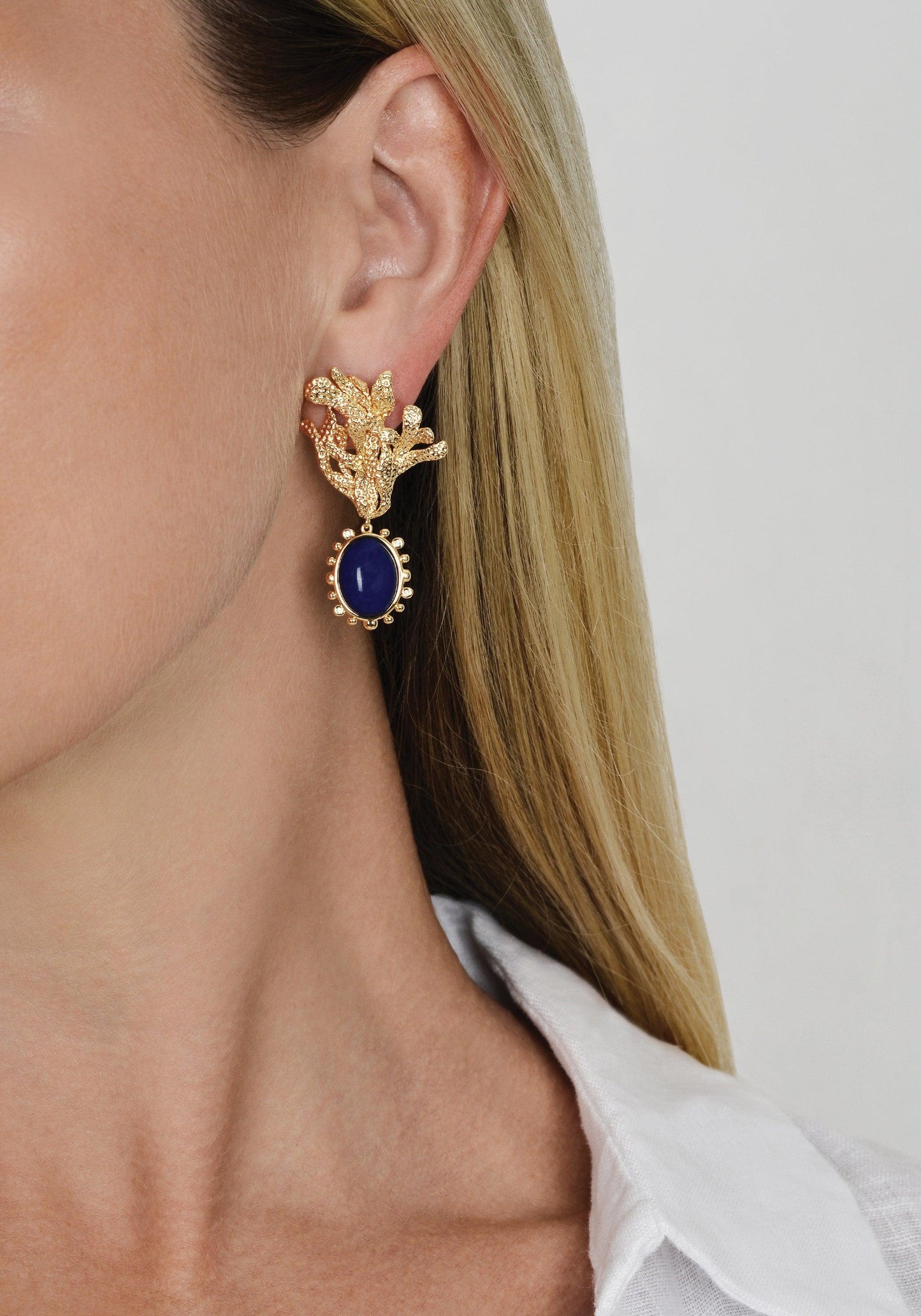 Kelp With Lapis Drop Earrings