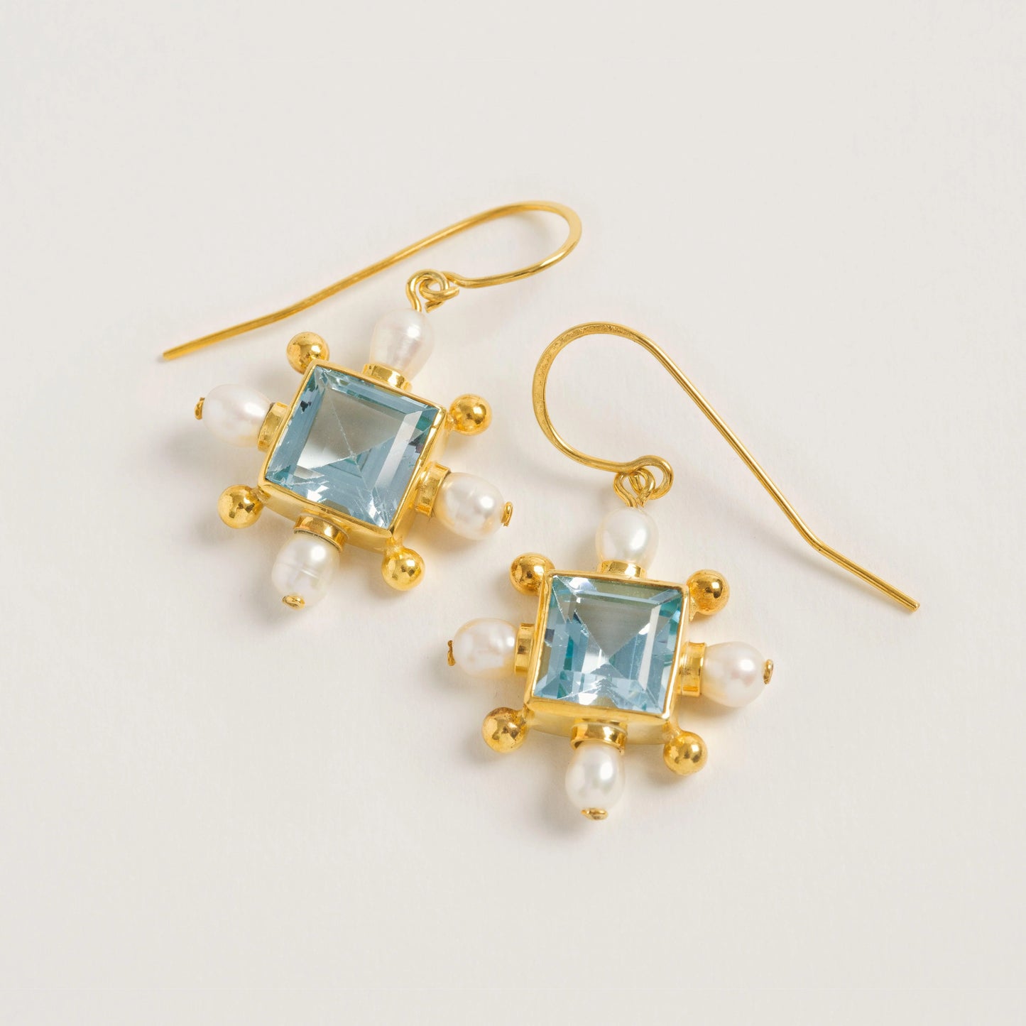 Blue Topaz Cross Earring