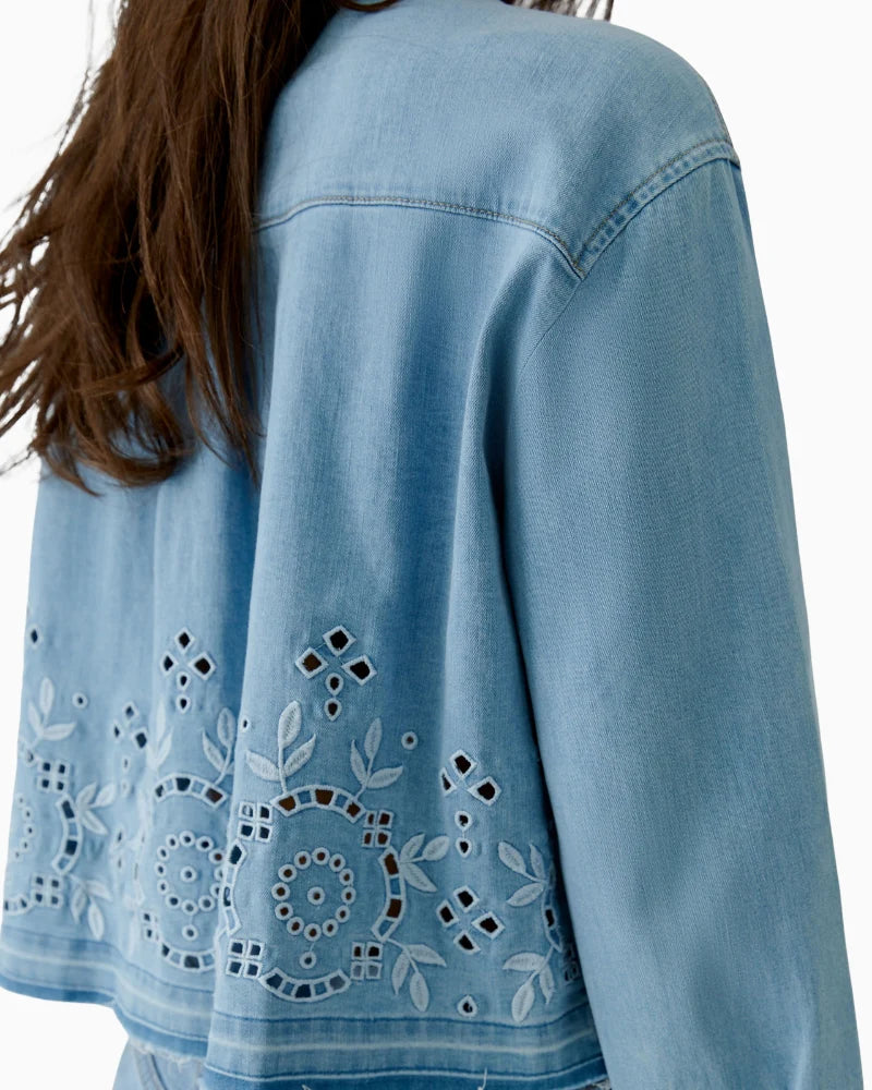 Flower Cut Denim Jacket