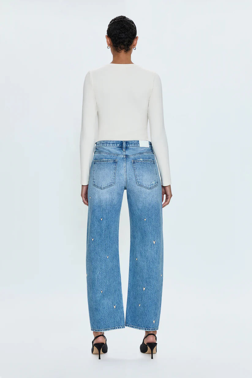 Lexi Mid Rise Bowed Straight Jean - Confetti Vintage