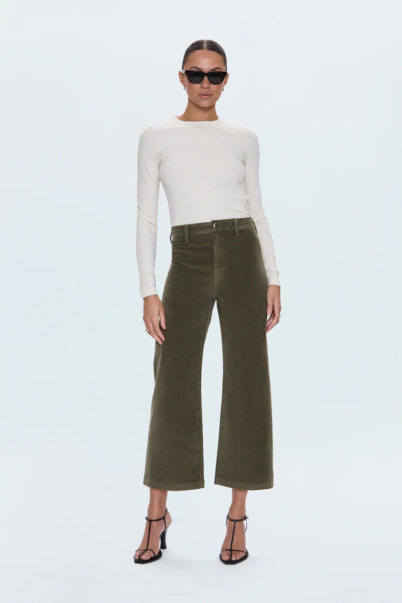Penny Crop High Rise Wide Leg - Sequoia Corduroy