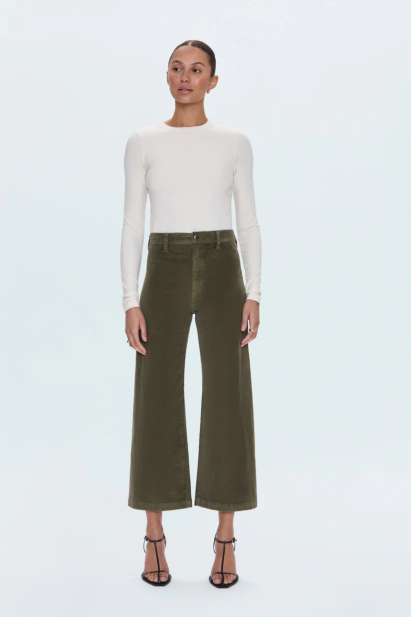 Penny Crop High Rise Wide Leg - Sequoia Corduroy