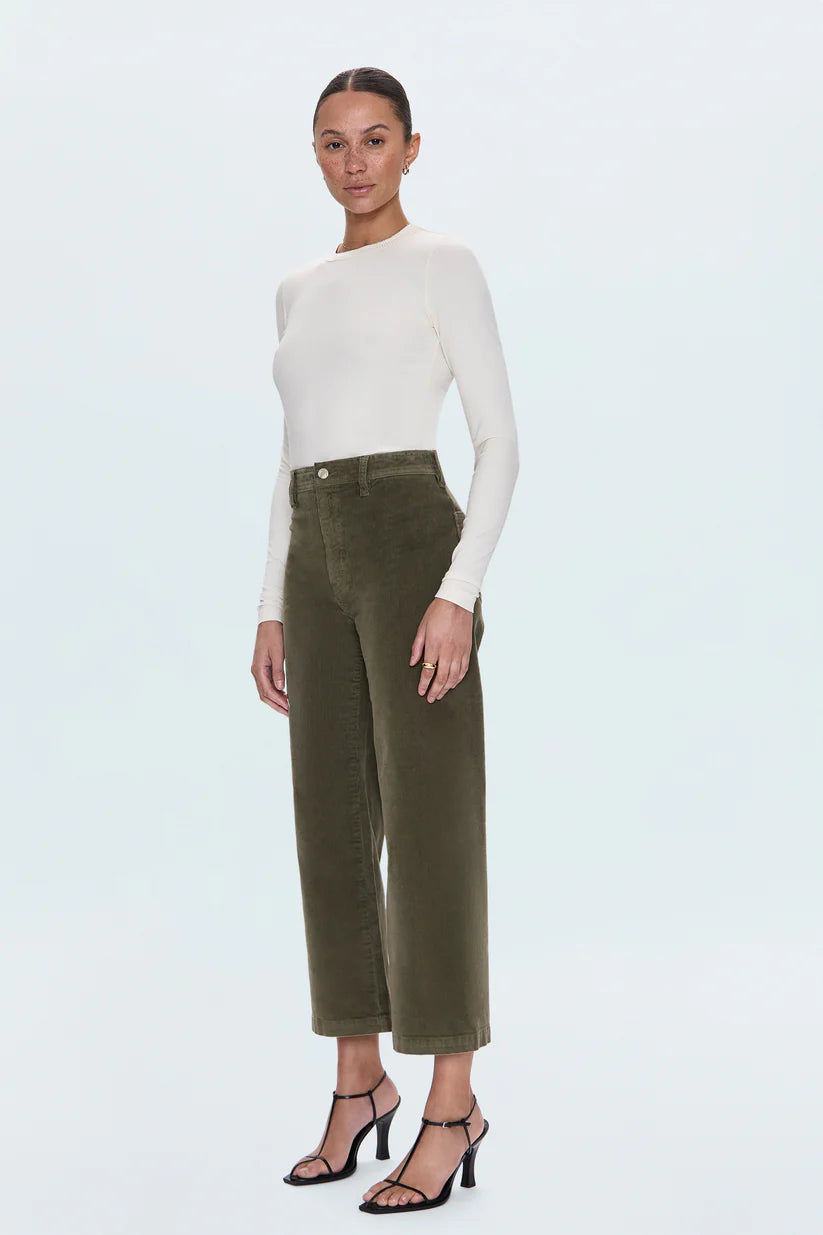 Penny Crop High Rise Wide Leg - Sequoia Corduroy