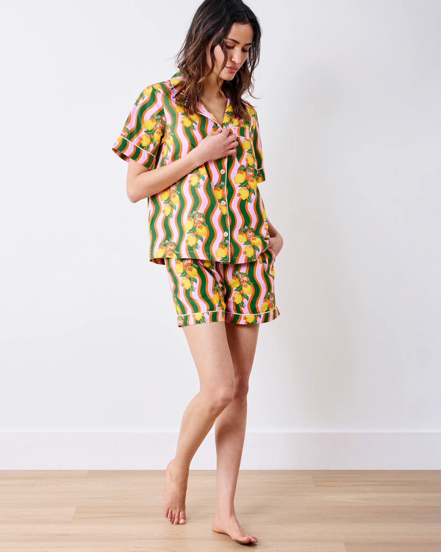 Short PJ Set in Lemon Twist