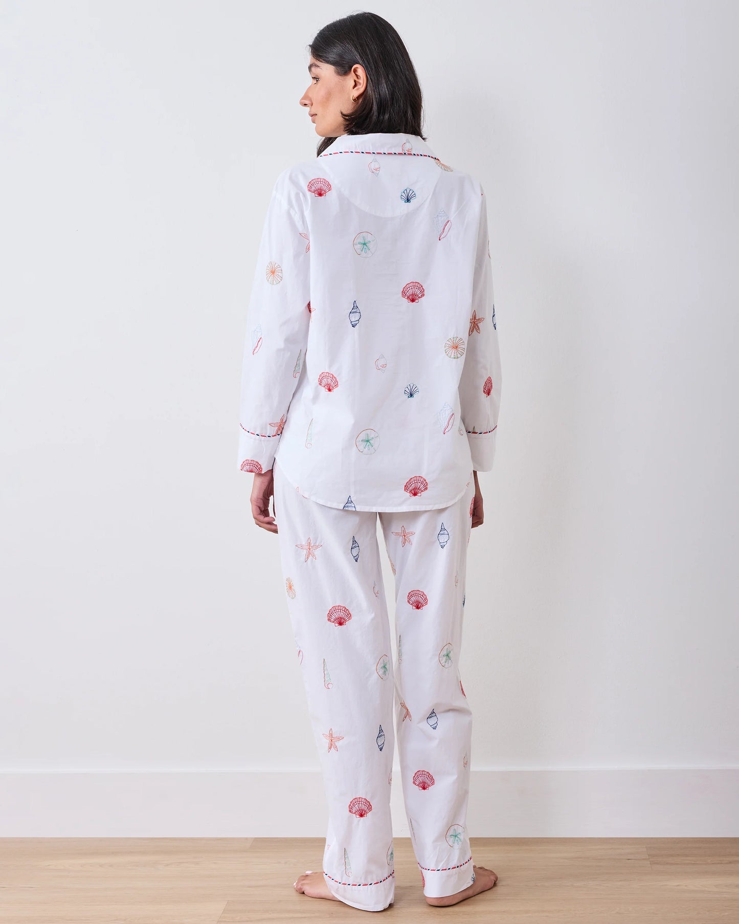 Embroidered Shells - Long PJ Set