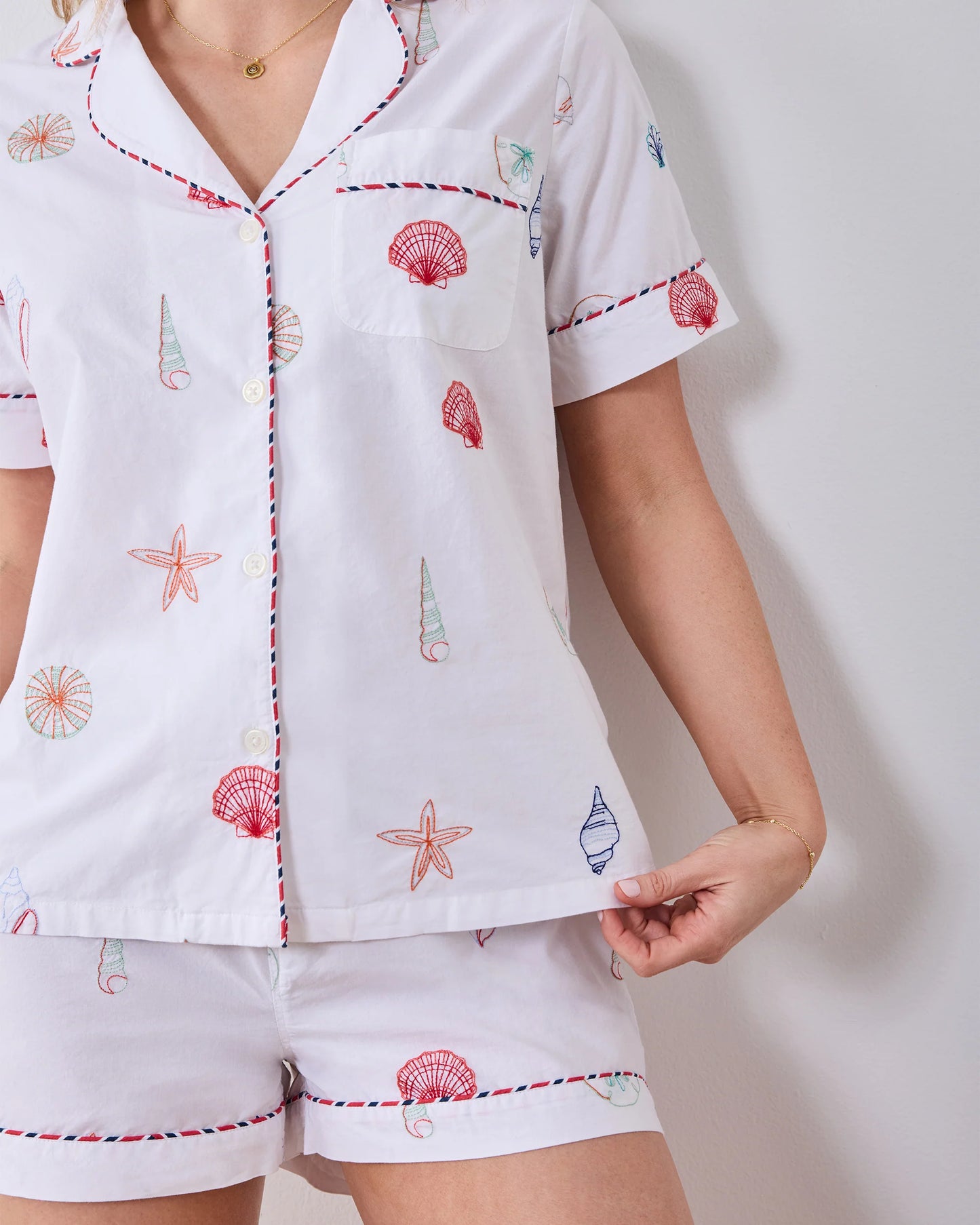 Embroidered Shells - Short PJ Set