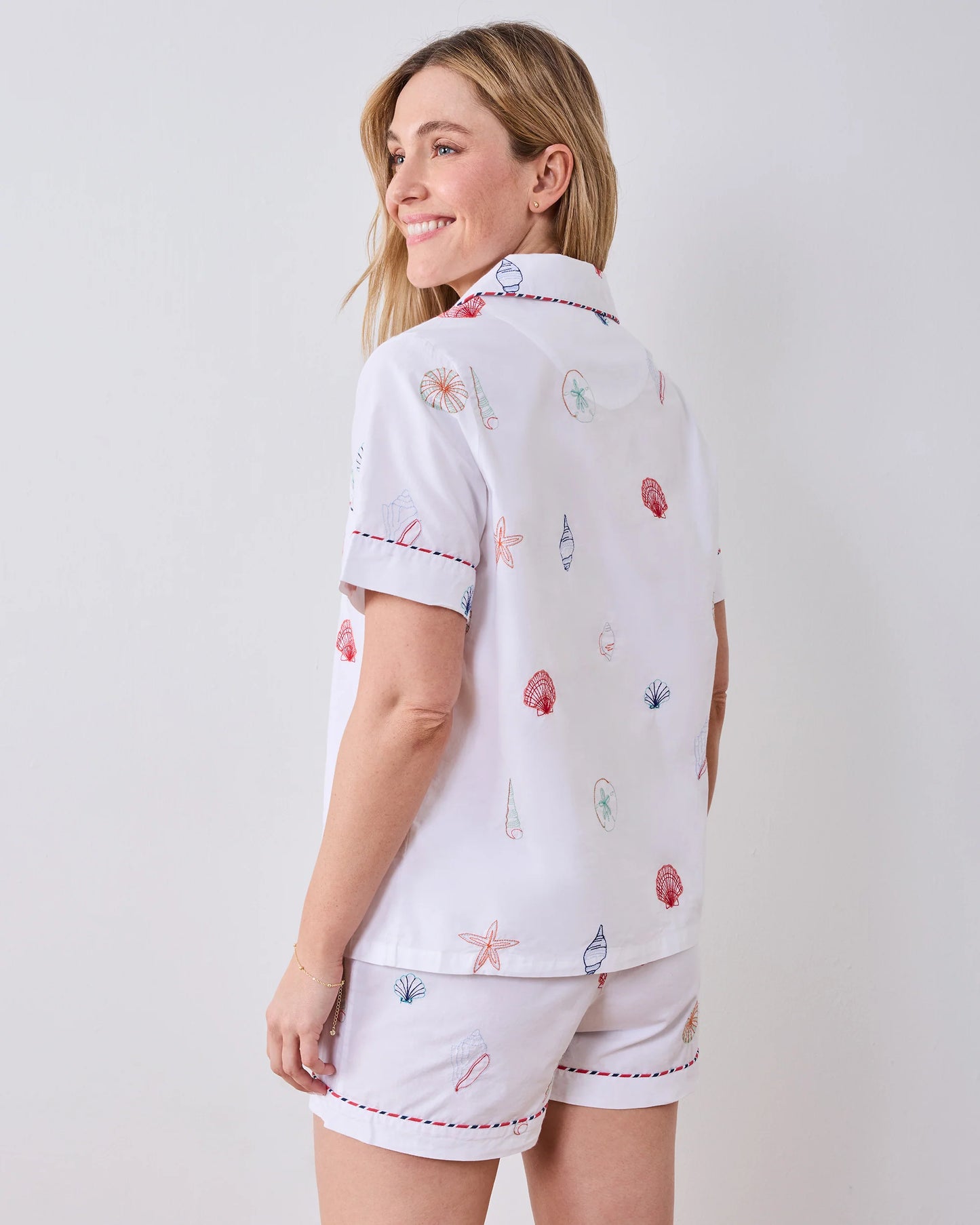 Embroidered Shells - Short PJ Set