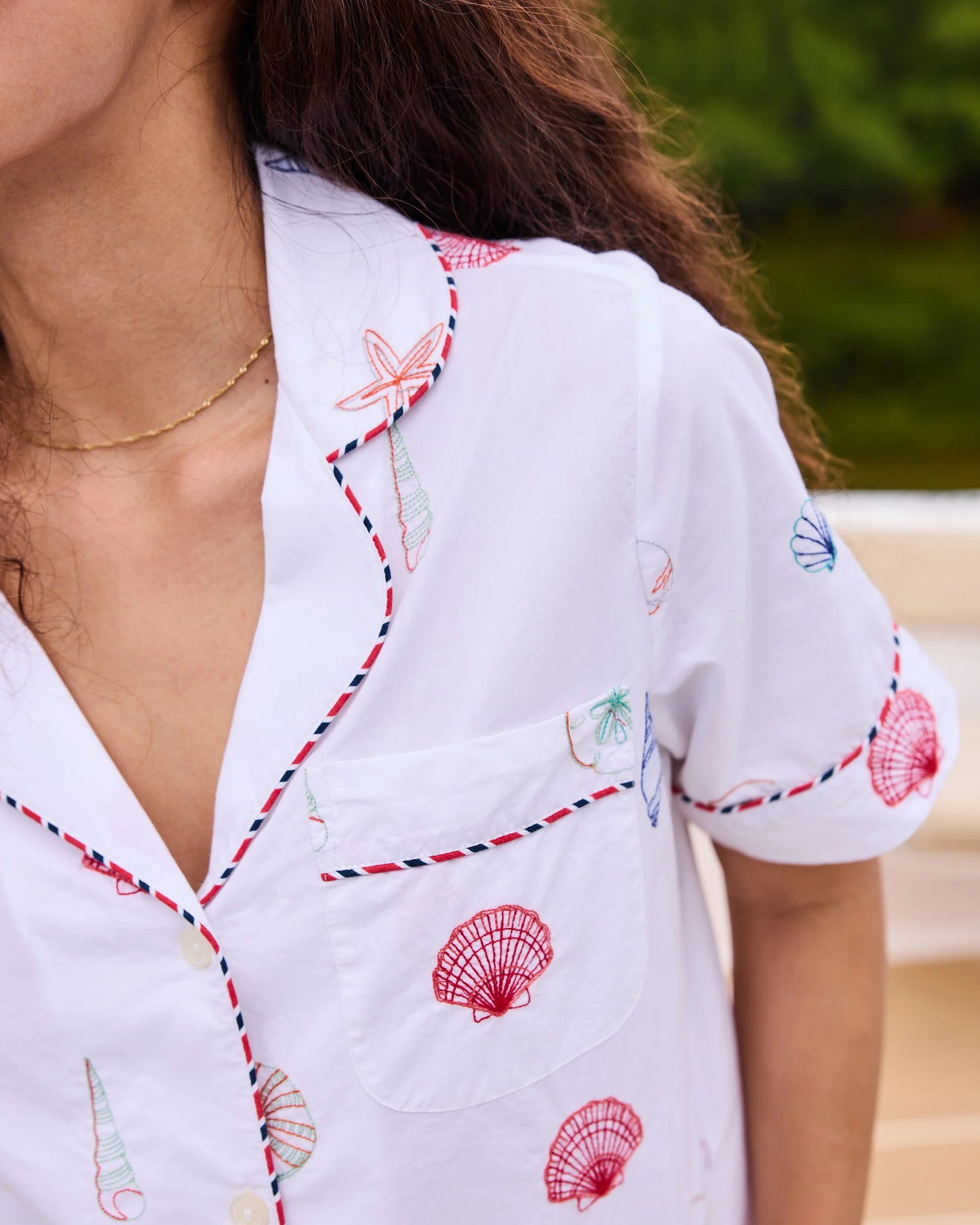 Embroidered Shells - Short PJ Set