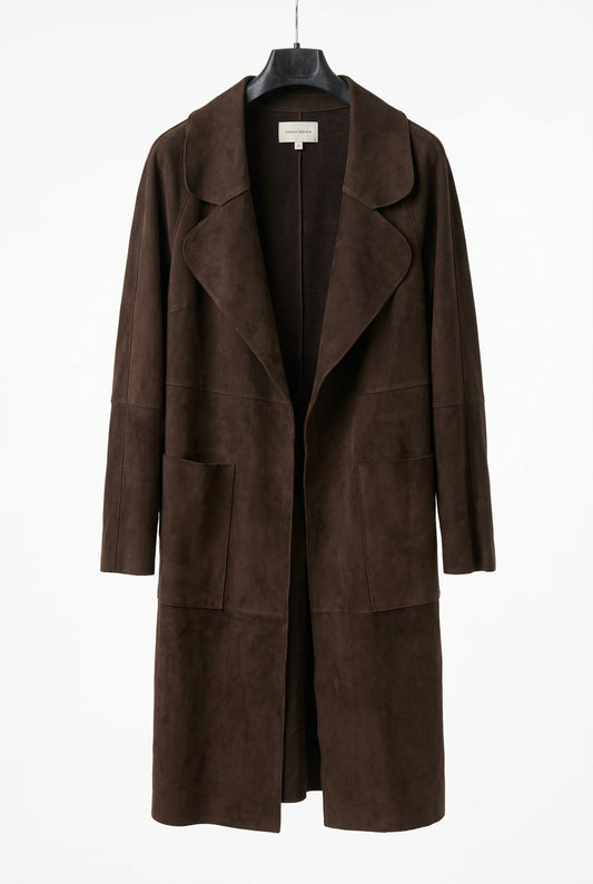 Long Belted Suede Jacket