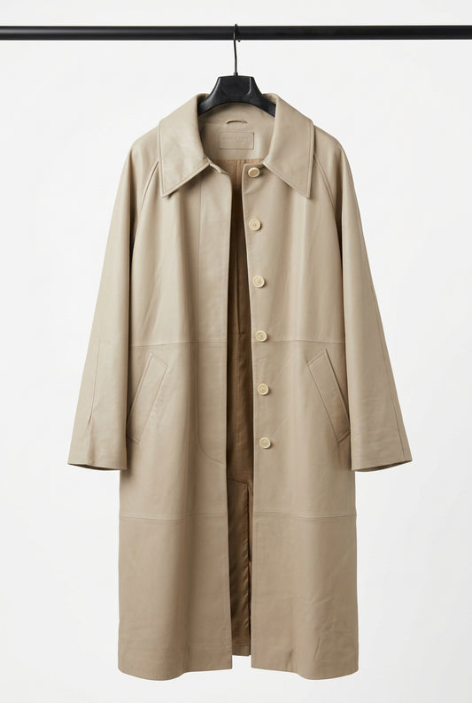 Long Leather Trench Coat