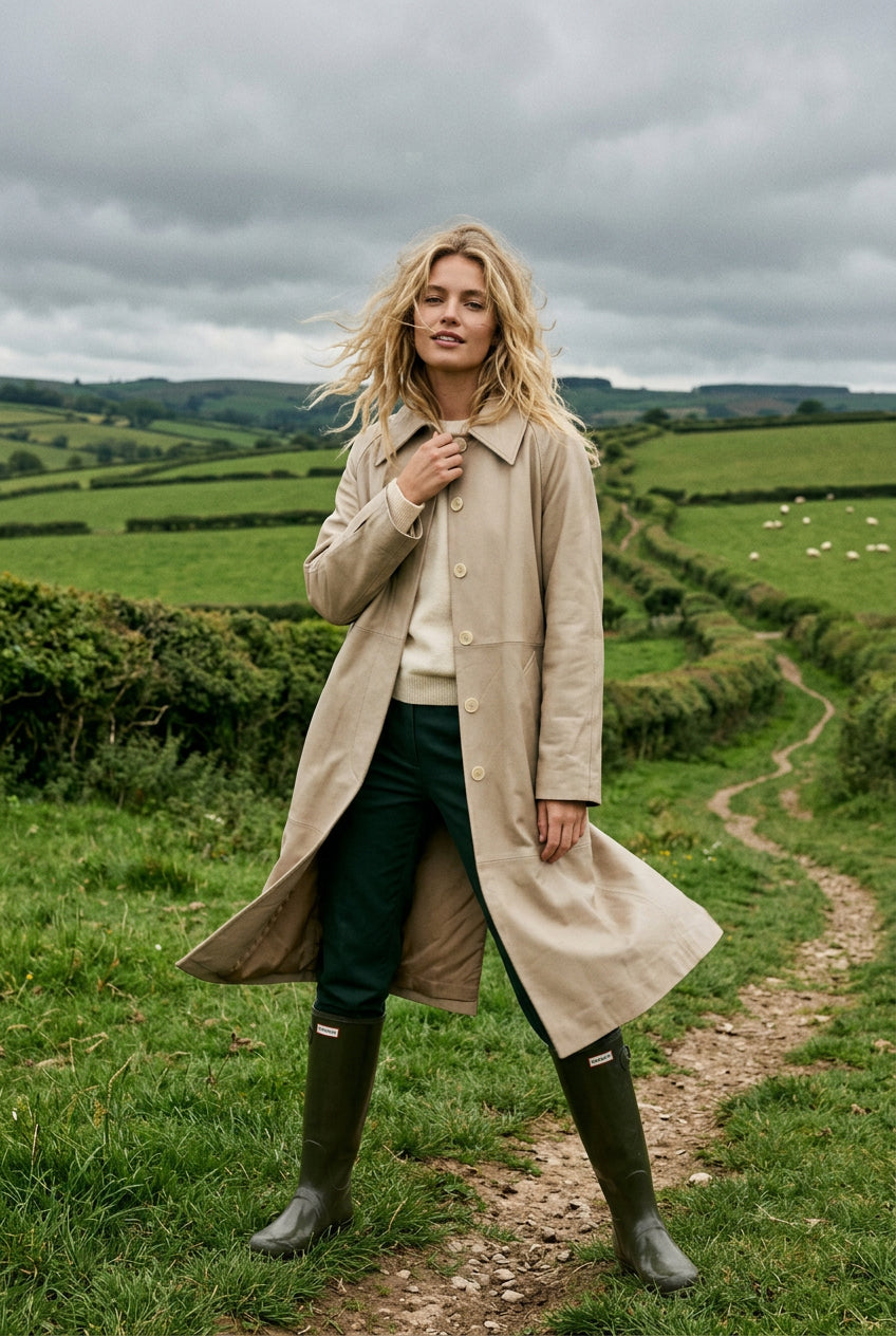 Long Leather Trench Coat