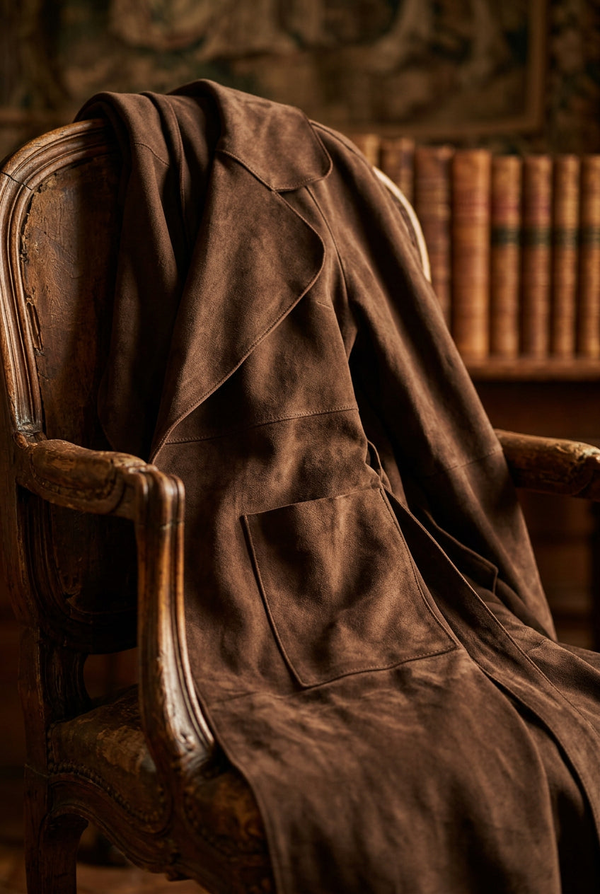Long Belted Suede Jacket