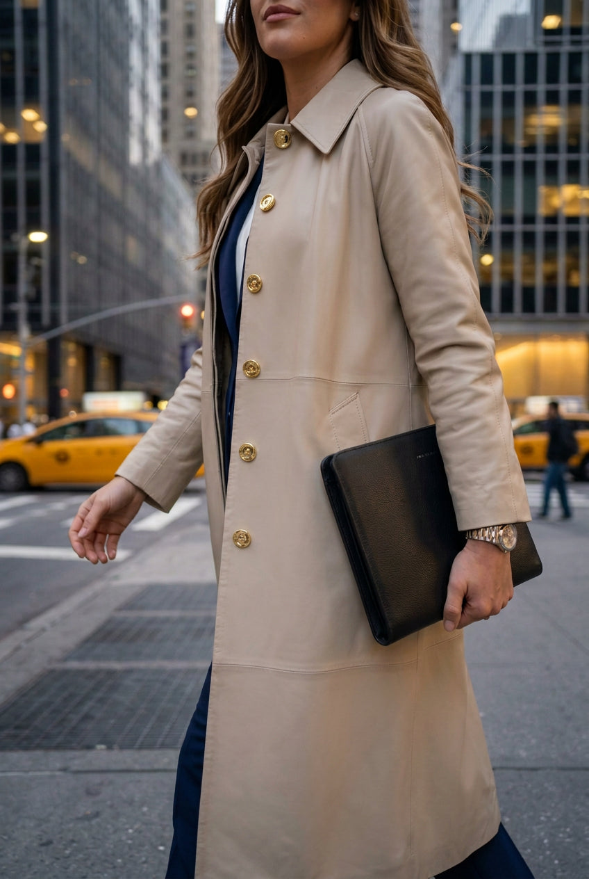 Long Leather Trench Coat