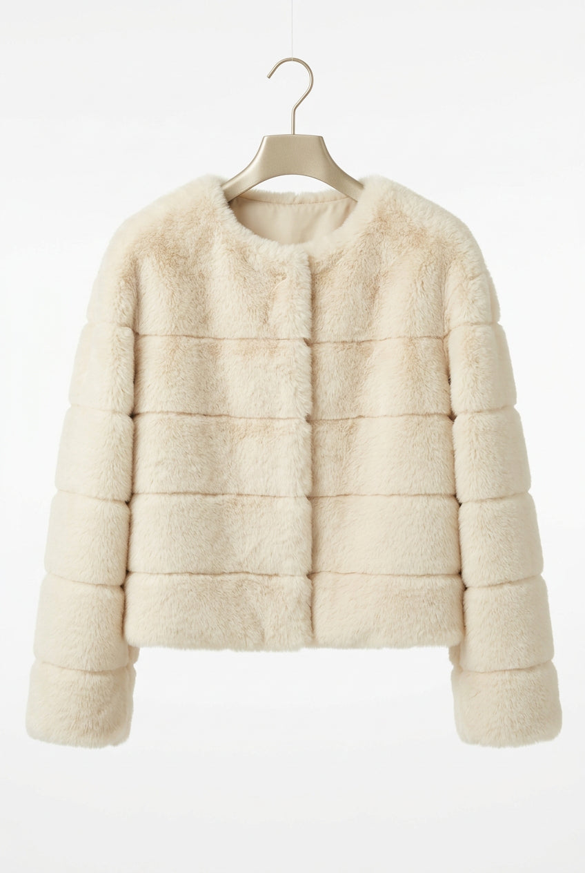 Collarless Shearling Jacket
