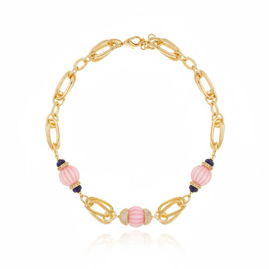 Zina Chain Necklace Pink and Amethyst
