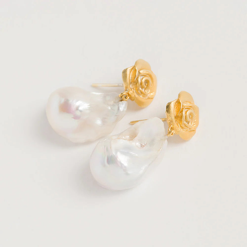 Rose Baroque Pearl Drop Earring