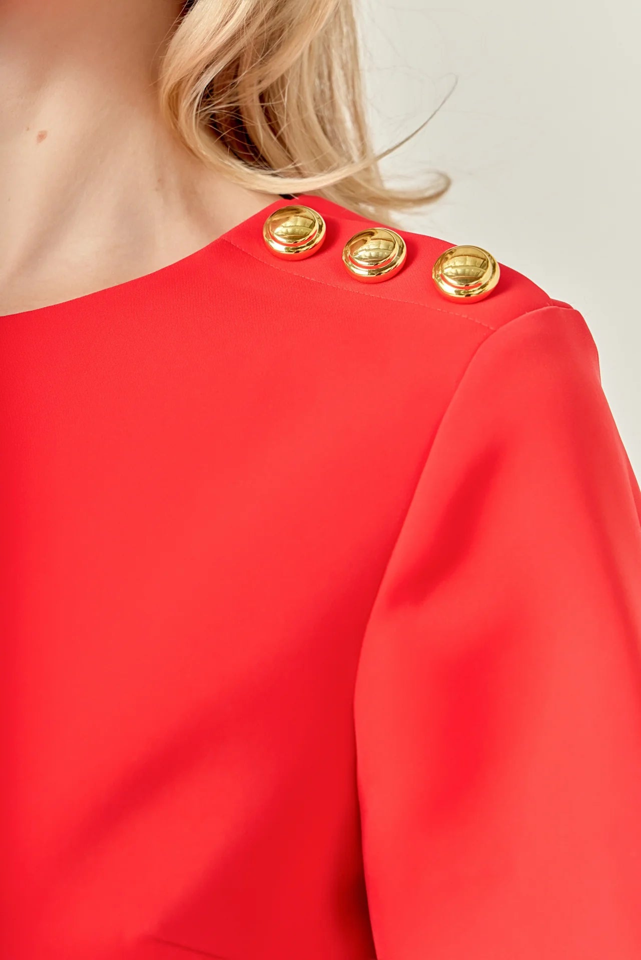 Gold Button Detailed Mini Dress