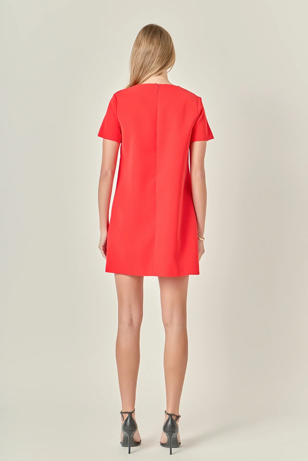 Gold Button Detailed Mini Dress