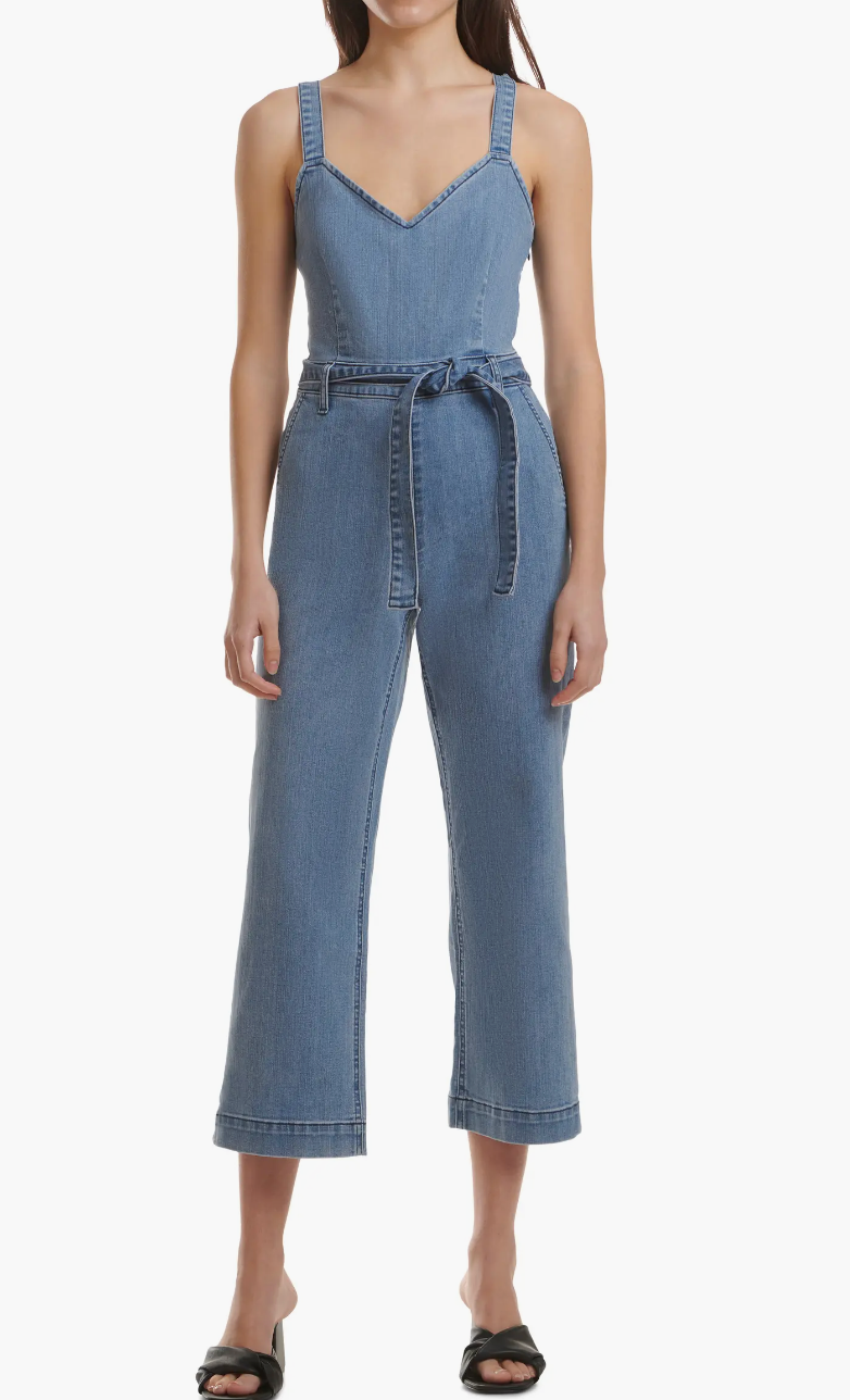 Denim Jumpsuit w Tie Front