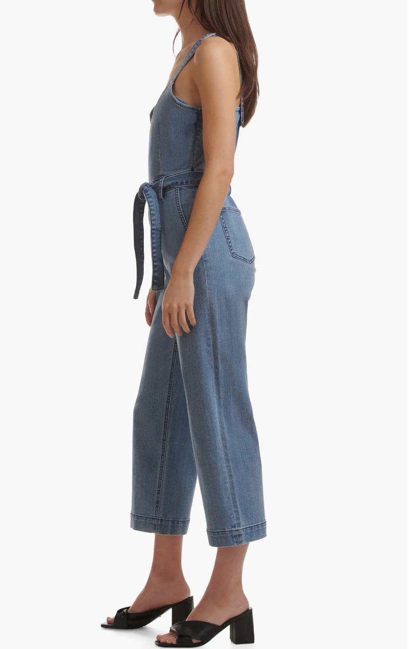 Denim Jumpsuit w Tie Front