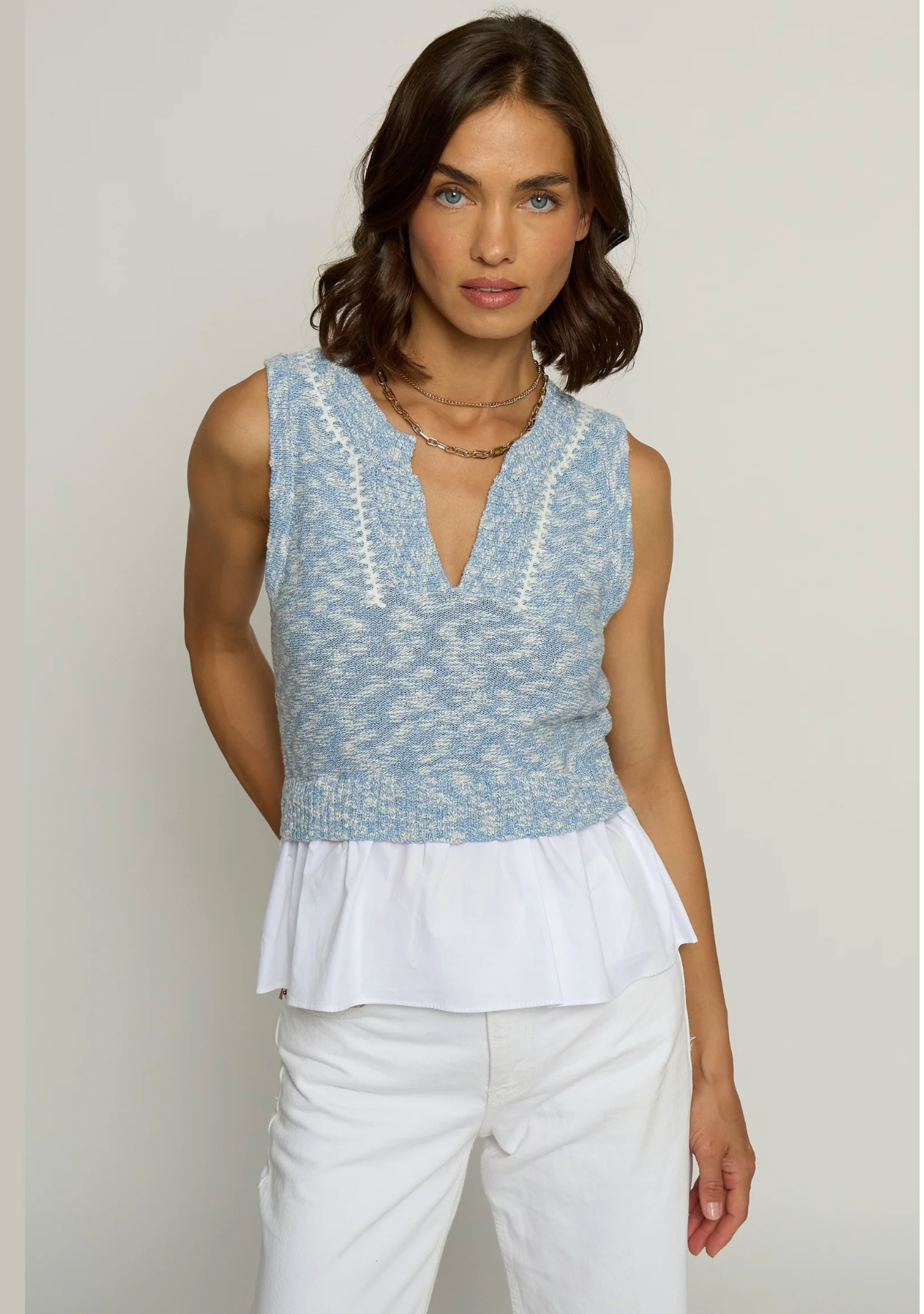 Sleeveless Twofer Shirt