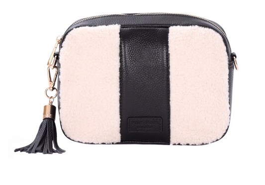 City Faux Fleece & leather Bag
