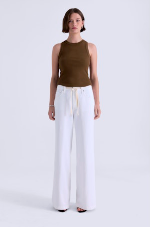 Jadyn w/ Draw Cord Low Slung Palazzo - Optic White