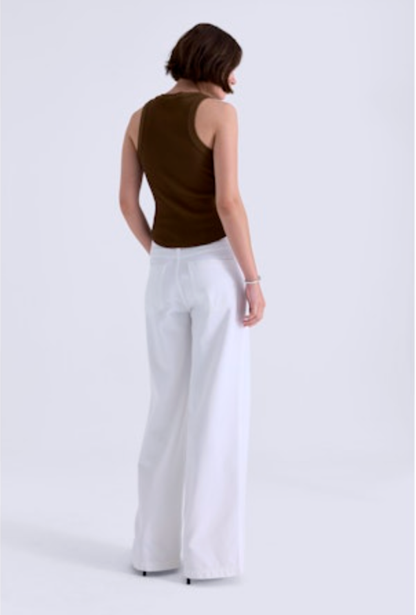 Jadyn w/ Draw Cord Low Slung Palazzo - Optic White