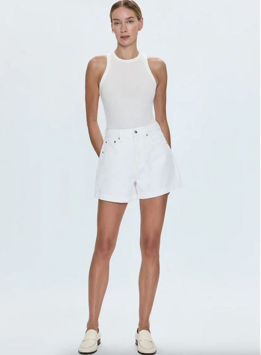 Saige High RIse A-Line Short - Polished White