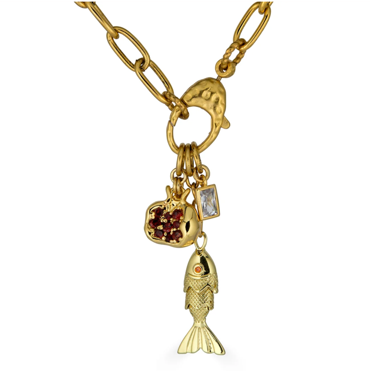 Fish Pomegranate Charm Necklace