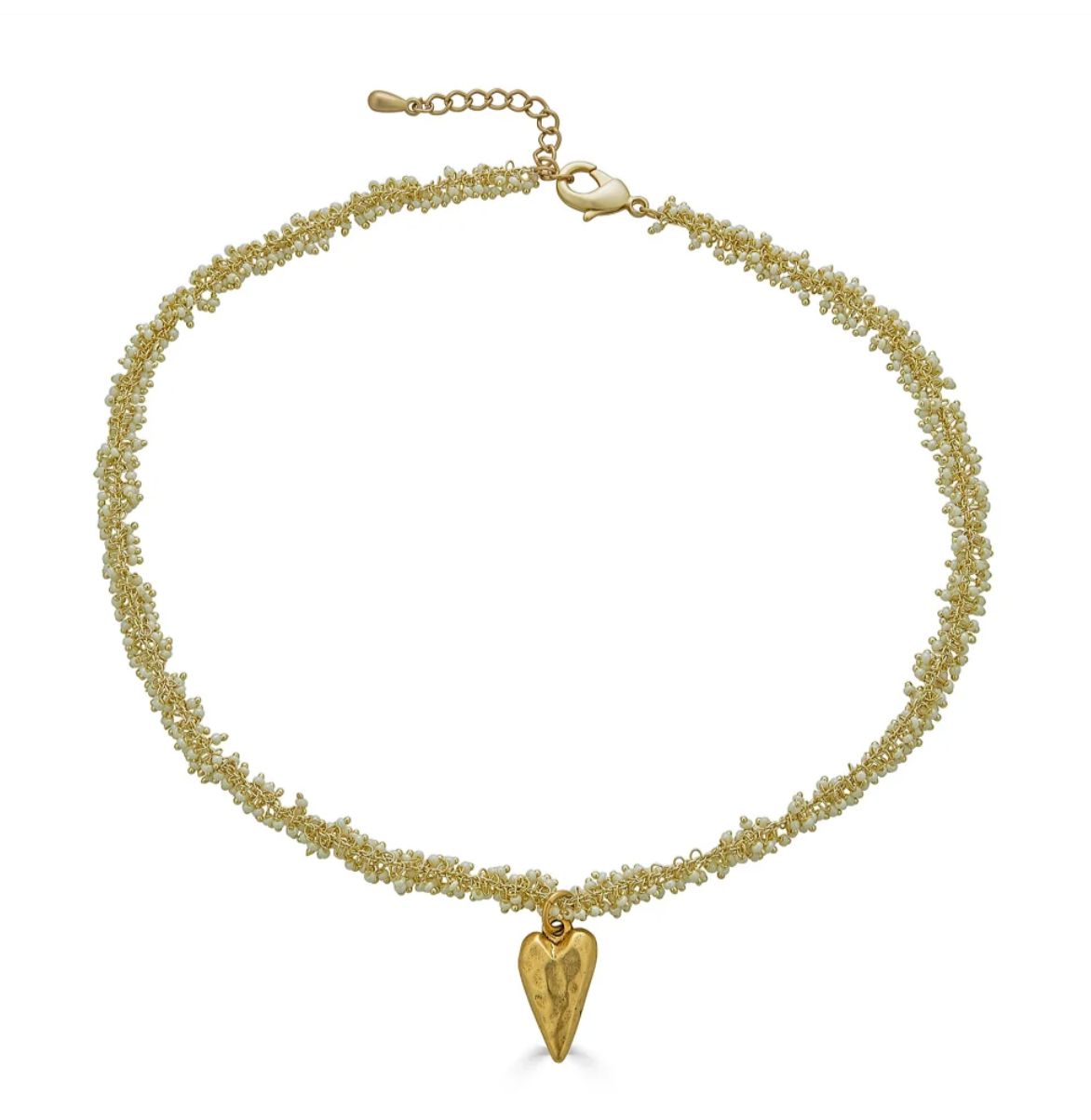 Pearl Drizzle Necklace Heart Pendant