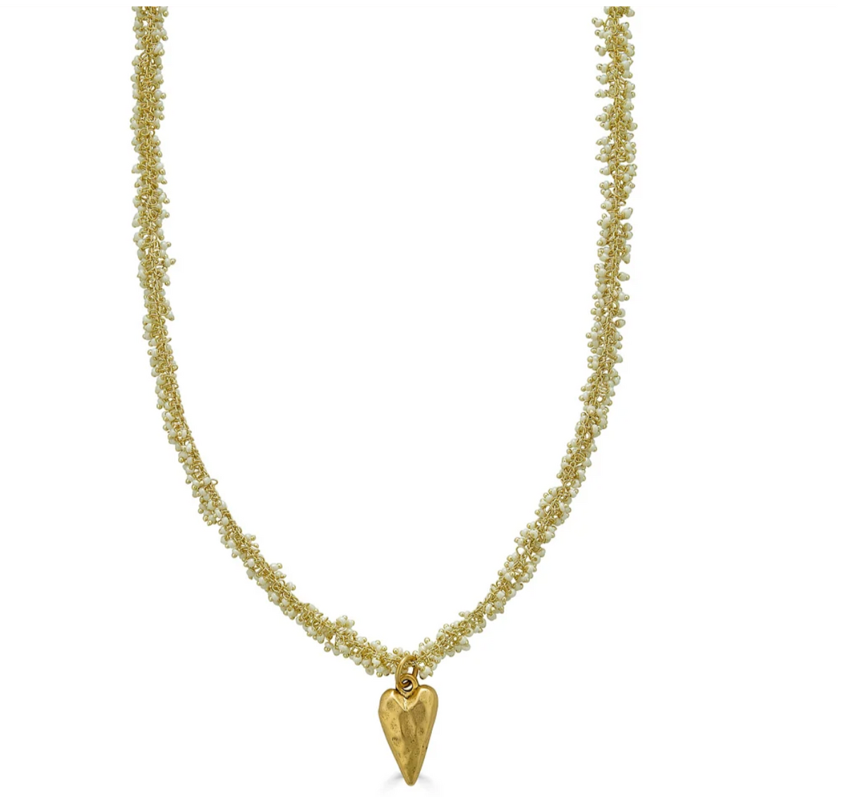 Pearl Drizzle Necklace Heart Pendant