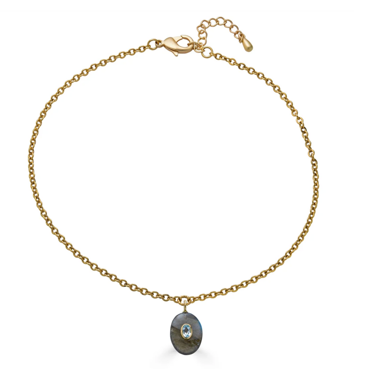 Labradorite Blue Topaz Inlay Necklace