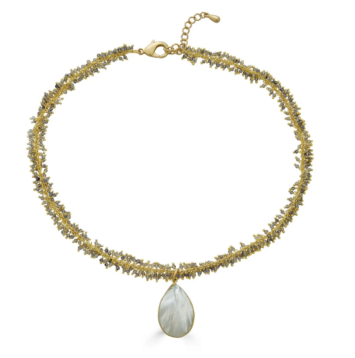 Labradorite Drizzle Necklace Pearl Pendant
