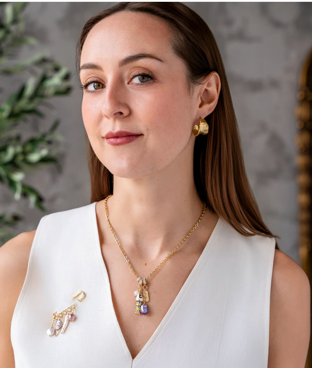 Fish Pearl Charm Necklace